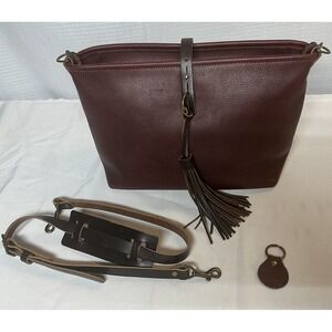 Go Forth Goods Custom Medium Avery Tote In Merlot W/Mocha (2) Straps Open Zip